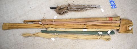 Vintage fishing rods: to include a Hardy Bros three-part 'The Pennel' split cane rod with three