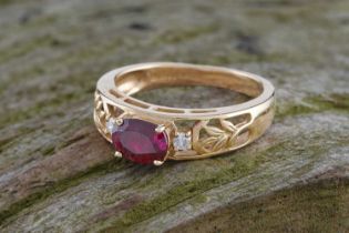 An Edwardian style ruby and diamond ring
