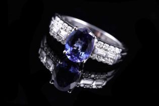 A contemporary Iliana tanzanite and diamond ring
