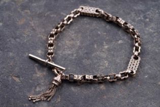 An Edwardian 9ct rose gold fetter-link watch chain