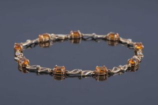 A modern citrine and diamond bracelet