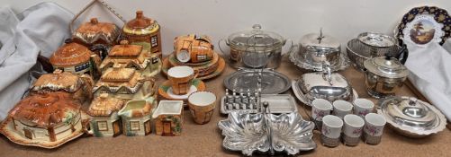 Assorted cottageware pottery part tea sets, teapots,