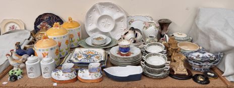 A Sadler gilt decorated three piece teaset together with jars and covers, part tea sets, plates,