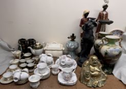 A Royal Albert Memory Lane part tea service together with another Royal Albert part tea service,