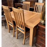 A 20th century oak extending dining table, 132cm long x 90cm wide x 77cm high,