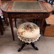 A Maple & Co rosewood desk the centre section leather inset,