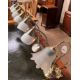 A set of four brass table lamps with opaque glass shades together with a pair of satin steel table - Image 2 of 3