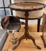 A mahogany wine table together with a brass table top mirror