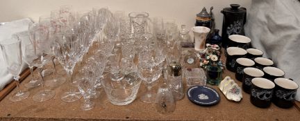 A Crown Devon fruit decorated coffee set together with a stein,