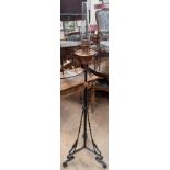 A Victorian copper and cast iron standard oil lamp
