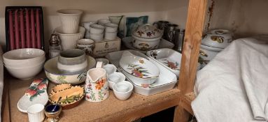 Royal Worcester Botanic Garden tureens and covers and dishes together with pewter tankards,