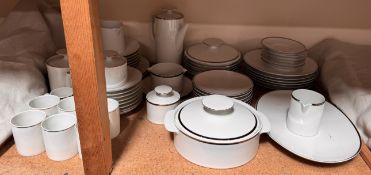 A Thomas of Germany porcelain part tea and dinner service with a silvered rim