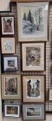 Kimmo Palikko Old leaves Watercolour Signed Together with a Judy Boyes prints and other decorative