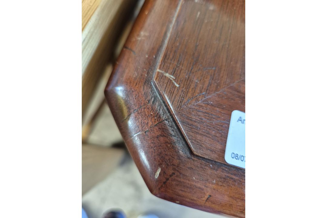 A Charles Barr reproduction pedestal desk with a leather inset inverted breakfront top above a - Image 7 of 8