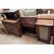 An oak court cupboard together with an oak bureau and a walnut music cabinet - Image 1 of 4