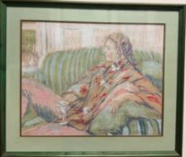 Deenagh Miller Portrait of a lady reclining Pastels Signed 49.5 x 61.