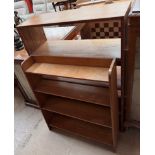 A 20th century oak bookcase together with a teak example