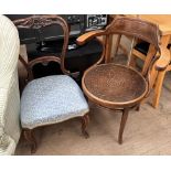 A bentwood elbow chair together with a Victorian mahogany balloon back chair