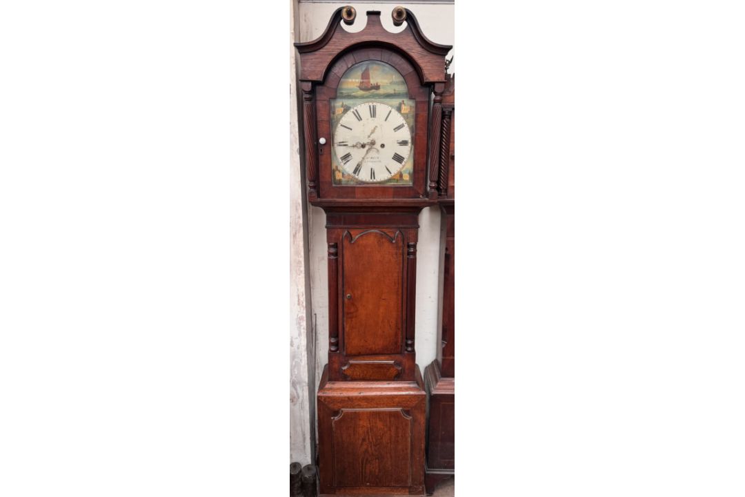 A 19th century oak and mahogany long case clock, the 35.
