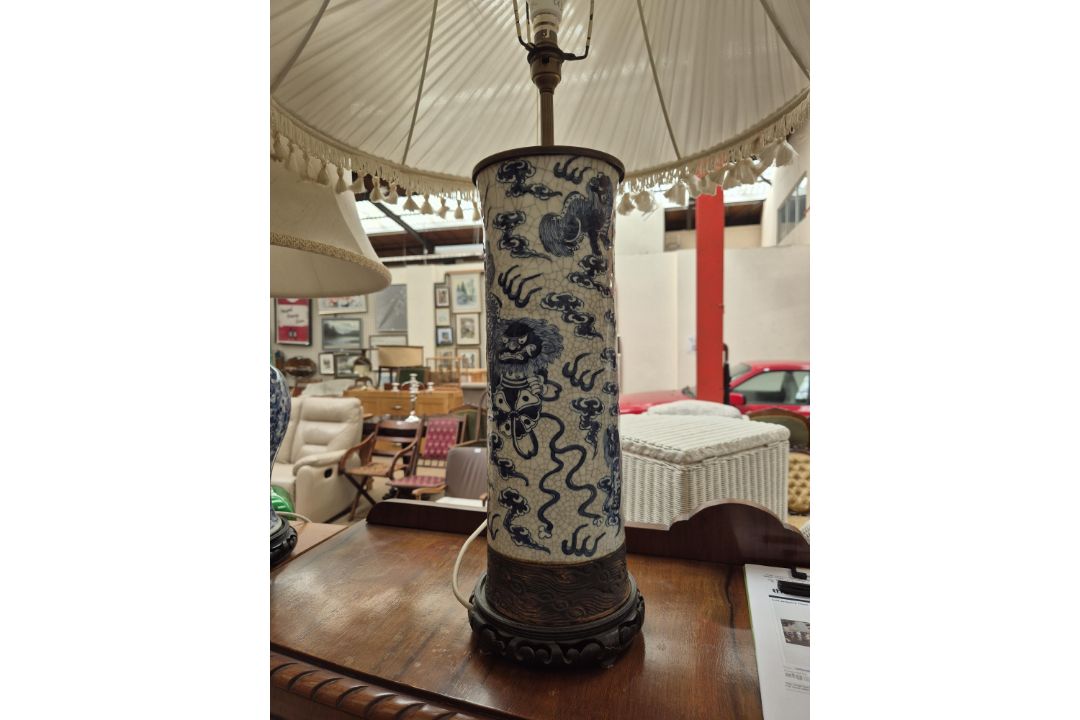 A Japanese Imari pattern vase converted to a table lamp together with three Chinese blue and white - Image 15 of 25