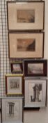 19th century continental school A river basin with hills and towns beyond Watercolour Together with