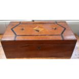 A Victorian mahogany laptop desk with geometric inlay
