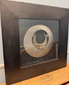 A replica Miao white metal necklace, framed and glazed,