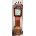 A 19th century oak and mahogany long case clock,