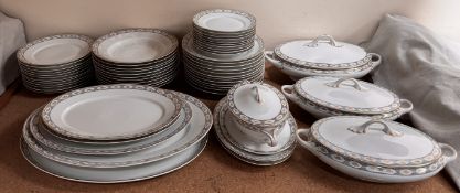 A Rosenthal porcelain part dinner service comprising dinner plates, meat plates, bowls,