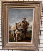 J W Pasquin Bringing in the horses Oil on canvas Signed