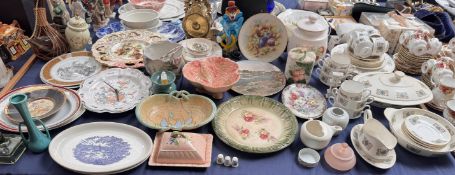 A Murano glass clown together with part tea sets,