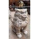 A glass topped coffee table with a rectangular top on four seated dog of foo legs, 122cm x 68. - Image 2 of 2