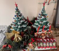 Christmas decorations including trees,