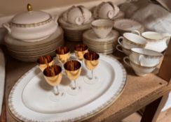 A Royal Doulton Gold Lace pattern part tea and dinner service together with a set of six Polish