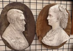 A pair of plaster portrait reliefs plaques, late 19th century,