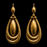 PAIR OF VICTORIAN DROP HOOP EARRINGS