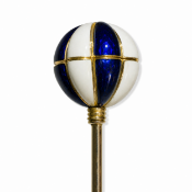 UNUSUAL BLUE AND WHITE ENAMEL OPENING BALL STICK PIN