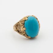 TURQUOISE AND ENAMEL SOLITAIRE RING