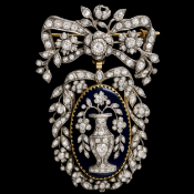 GEORGIAN ENAMEL AND DIAMOND DROP BROOCH