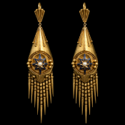 PAIR OF VICTORIAN ENAMEL AND PEARL TASSEL EARRINGS