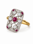 ART-DECO RUBY AND DIAMOND RING