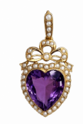 VICTORIAN AMETHYST AND PEARL HEART PENDANT