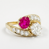 CERTIFICATED BURMA RUBY AND DIAMOND TOI-ET-MOI RING