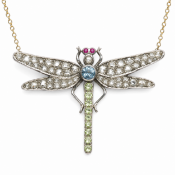 ANTIQUE DIAMOND DRAGONFLY PENDANT NECKLACE