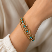 VICTORIAN TURQUOISE AND PEARL BRACELET