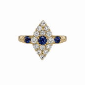 SAPPHIRE AND DIAMOND MARQUISE SHAPED RING