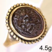 ANCIENT GARNET INTAGLIO 3RD CENTURY ROMAN SASSANIAN, RING