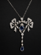 BELLE EPOQUE SAPPHIRE, DIAMOND AND PEARL PENDANT NECKLACE