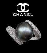 CHANEL PEARL AND DIAMOND TWIST RING