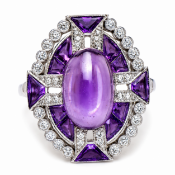 FINE EDWARDIAN AMETHYST AND DIAMOND RING